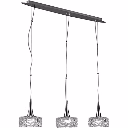 Netlighting O2 Three-Light Suspended Ceiling Pendant in Polished Chrome and Grey Glass