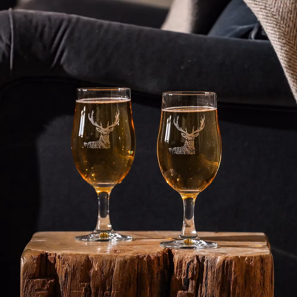 Selbrae House Set of 2 Stag Craft Beer Glasses in Transparent Glass – 2