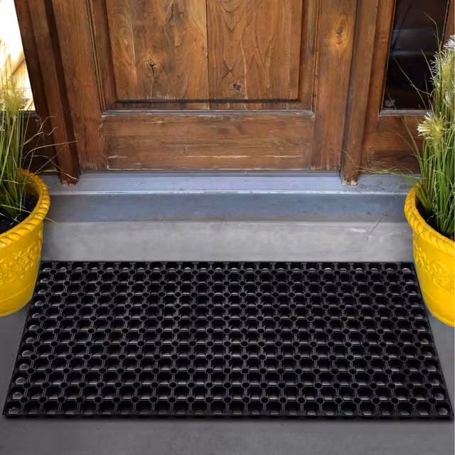Hometex Solutions All Seasons Weatherproof Outdoor Entrance Mat, Black, W: 80 cm, D: 60 cm