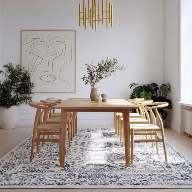 Kukoon Blue and Beige Floral Vintage Distressed Area Rug and Hallway Runner, W: 80 cm, L: 300 cm