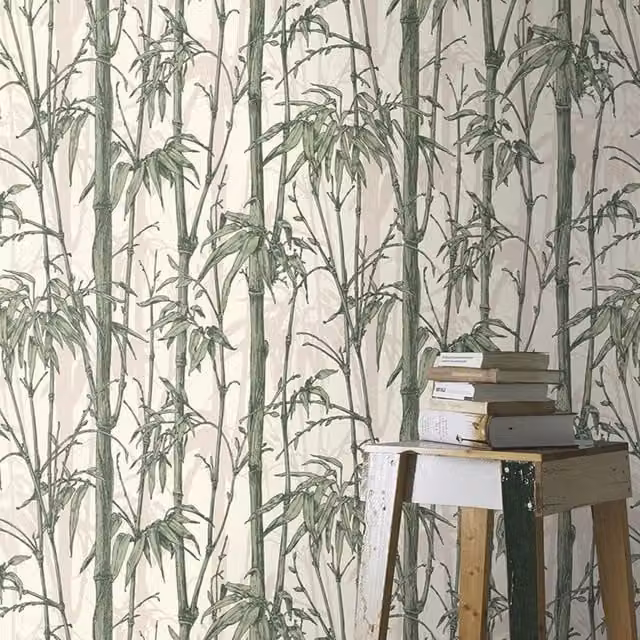 Rasch Bamboo Jungle Textured Vinyl Wallpaper in Green