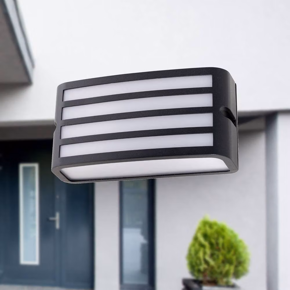First Choice Lighting Pluto Anthracite Aluminium Outdoor Louvered Wall Light in Black – 4