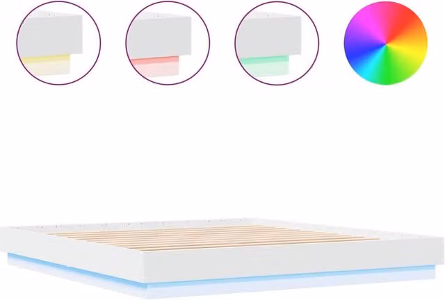 Berkfield Home Super King Bed Frame in White with LED Under-Bed Lighting and USB Charging Ports, W/D/H: 180 x 200 cm