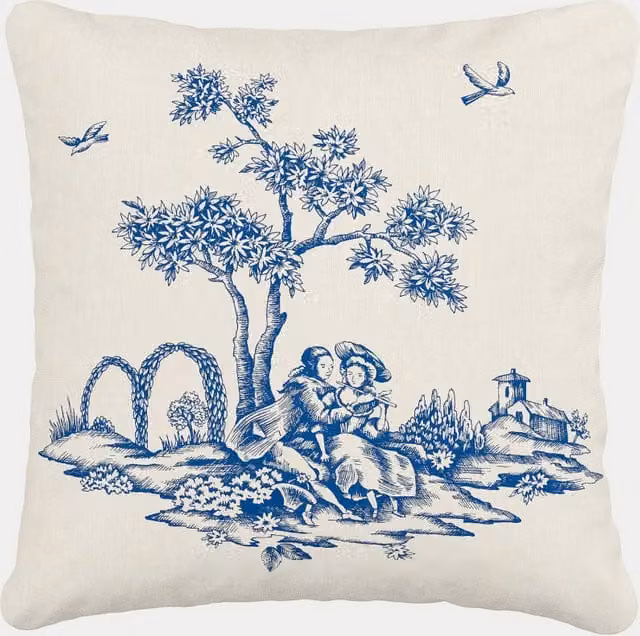 V&A Enchanted Garden Square Cotton Cushion in Cream, Beige and White