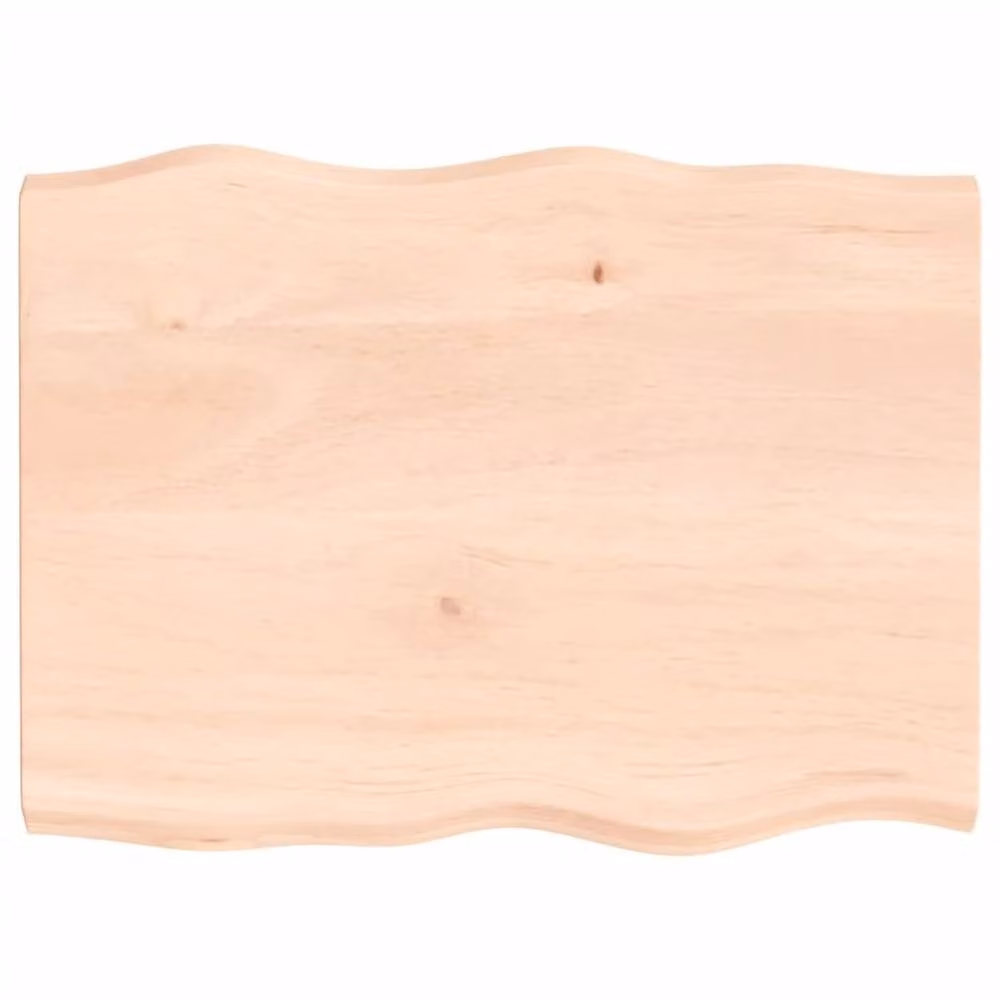 Berkfield Home Untreated Solid Wood Live Edge Table Top in Light Tan, W: 80 cm, D: 60 cm, H: 2-4 cm