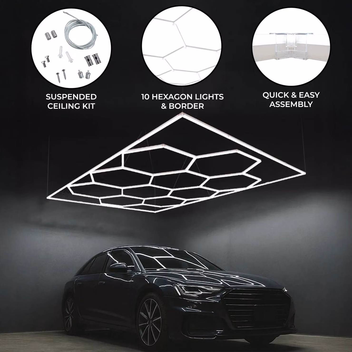 Monstershop Hexagon LED Lighting, 10 Pack, White – 2