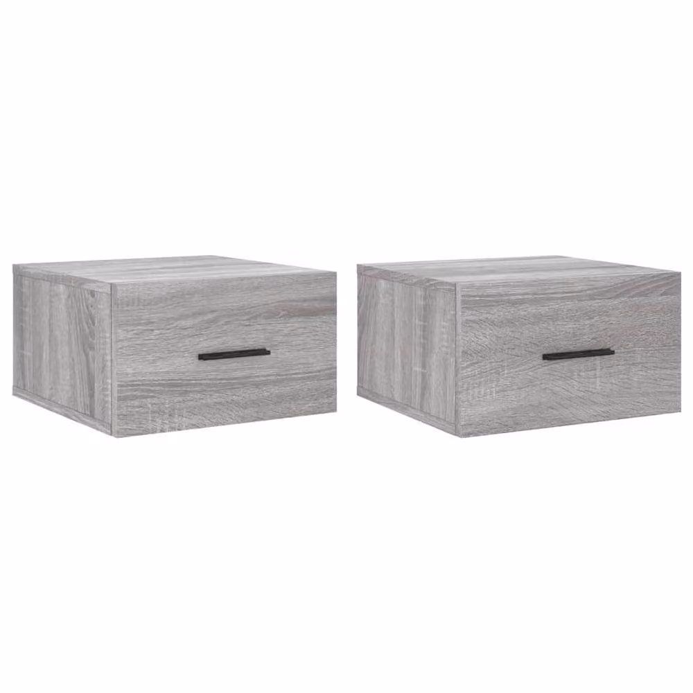 Berkfield Home Set of 2 Wall-mounted Bedside Cabinets in Grey Sonoma, W/D/H: 35 x 35 x 20 cm