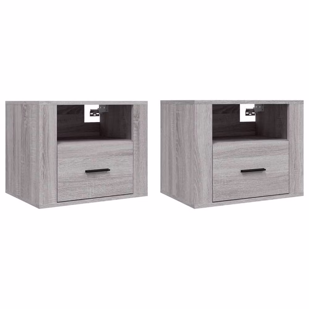 Berkfield Home Elegant Wall-mounted Bedside Cabinets, 2 Piece Set, Grey Sonoma, W: 50 cm, D: 36 cm, H: 40 cm – 2