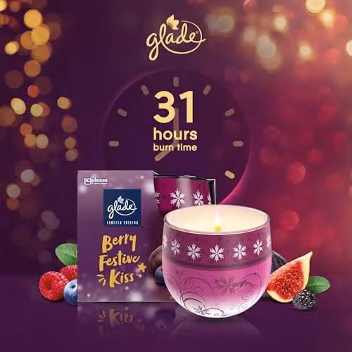 Glade Berry Festive Kiss Winter Scented Candle, 120g, Purple – 4