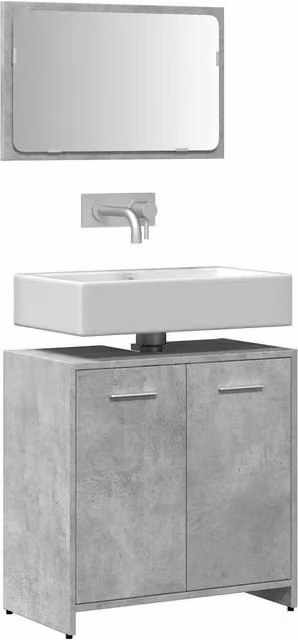 Berkfield Home Wall Mounted Bathroom Cabinet with Mirror in Matt Concrete Grey