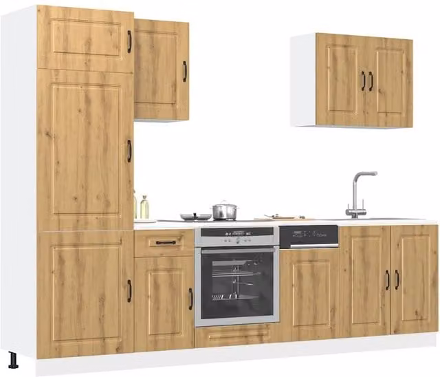 Berkfield Home Kalmar 7 Piece Kitchen Cabinet Set in Brown Artisan Oak Engineered Wood