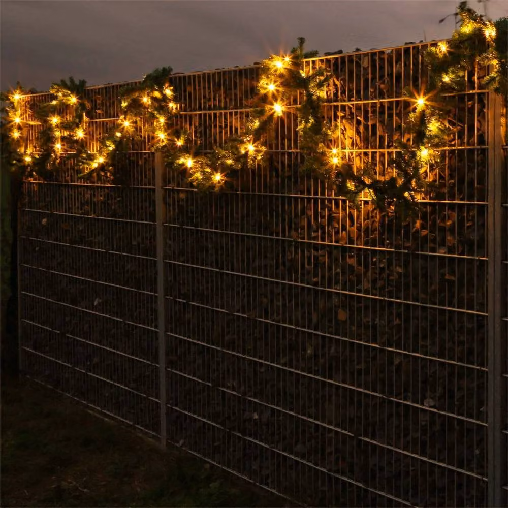 FLAVORA Green Christmas Garland with Warm White LED Lights, W: 100 cm, D: 15 cm – 4