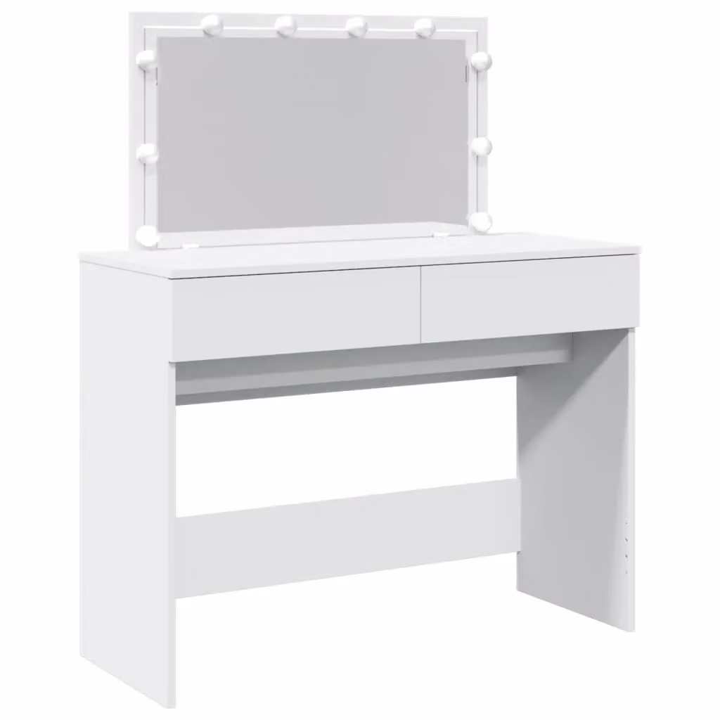 Berkfield Home Hollywood LED Dressing Table in White, W/D/H: 100 x 40 x 120 cm – 2