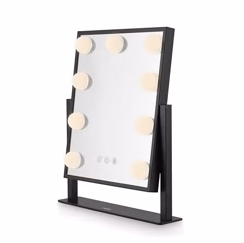 Carmen Hollywood 9 Bulb LED Vanity Mirror with Metal Frame and Smart Touch Screen Technology, Black, C85050BLK