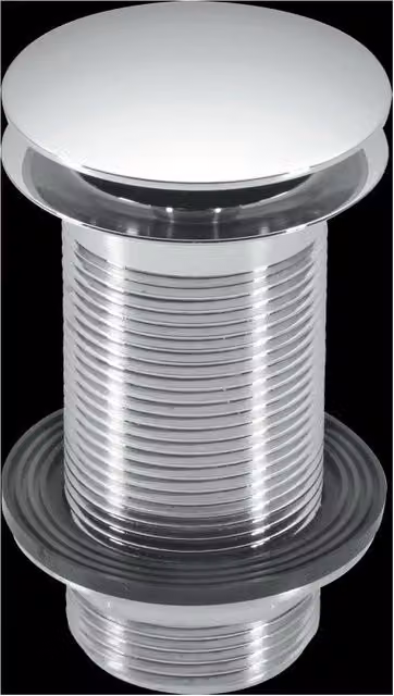 McAlpine No Slot Free Flow Basin Waste with Mushroom Top 1.25 inch 60mm Flange in Grey and Silver