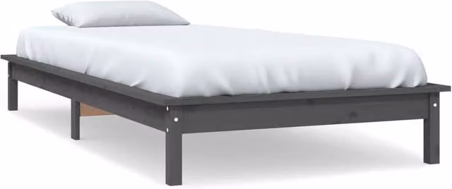 Berkfield Home Single Solid Wood Pine Bed Frame, Grey, W/D/H: 90 x 190 cm