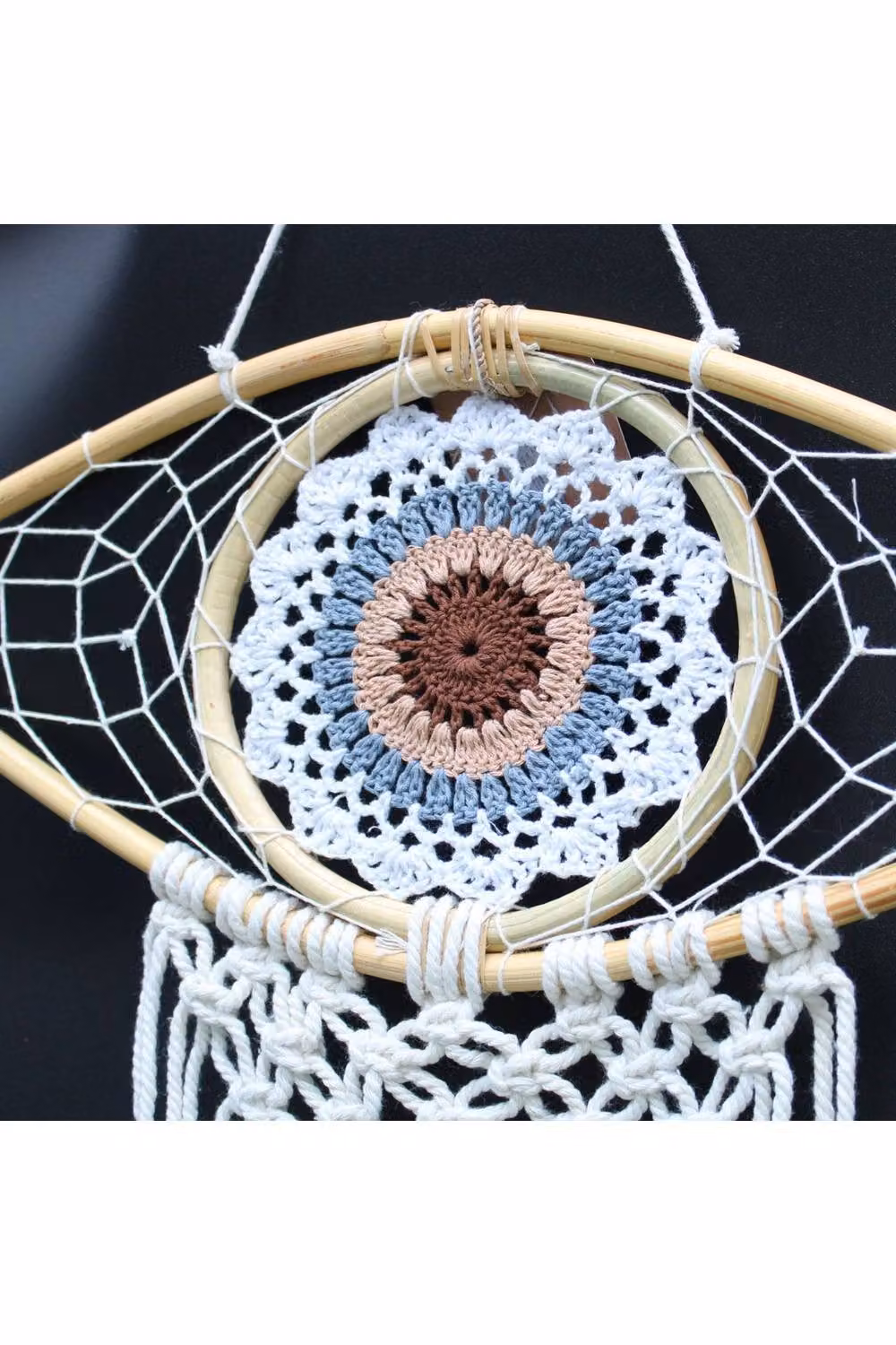 KDMD Protection Dream Catcher Med Macrame Evil Eye in White, Grey and Brown – 2