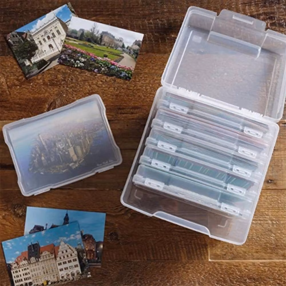 FLAVORA Transparent Plastic Photo Storage Box with Lid, Clear – 2