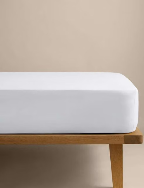 M&S White Cotton Blend Non Iron Fitted Sheet, 90 x 190 cm