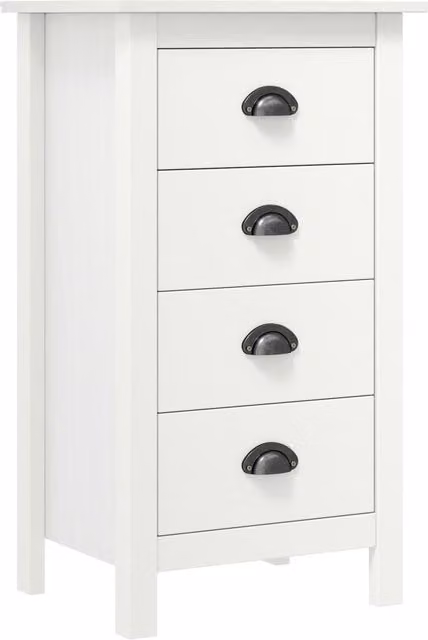 Berkfield Home Hill Sideboard in White Solid Pine Wood, W: 46 cm, D: 35 cm, H: 80 cm