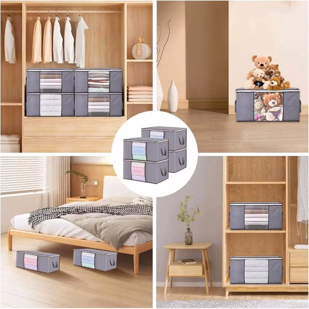 KORVIXA 4-Piece Grey Fabric Clothes Storage Bags, W: 90 cm – 5