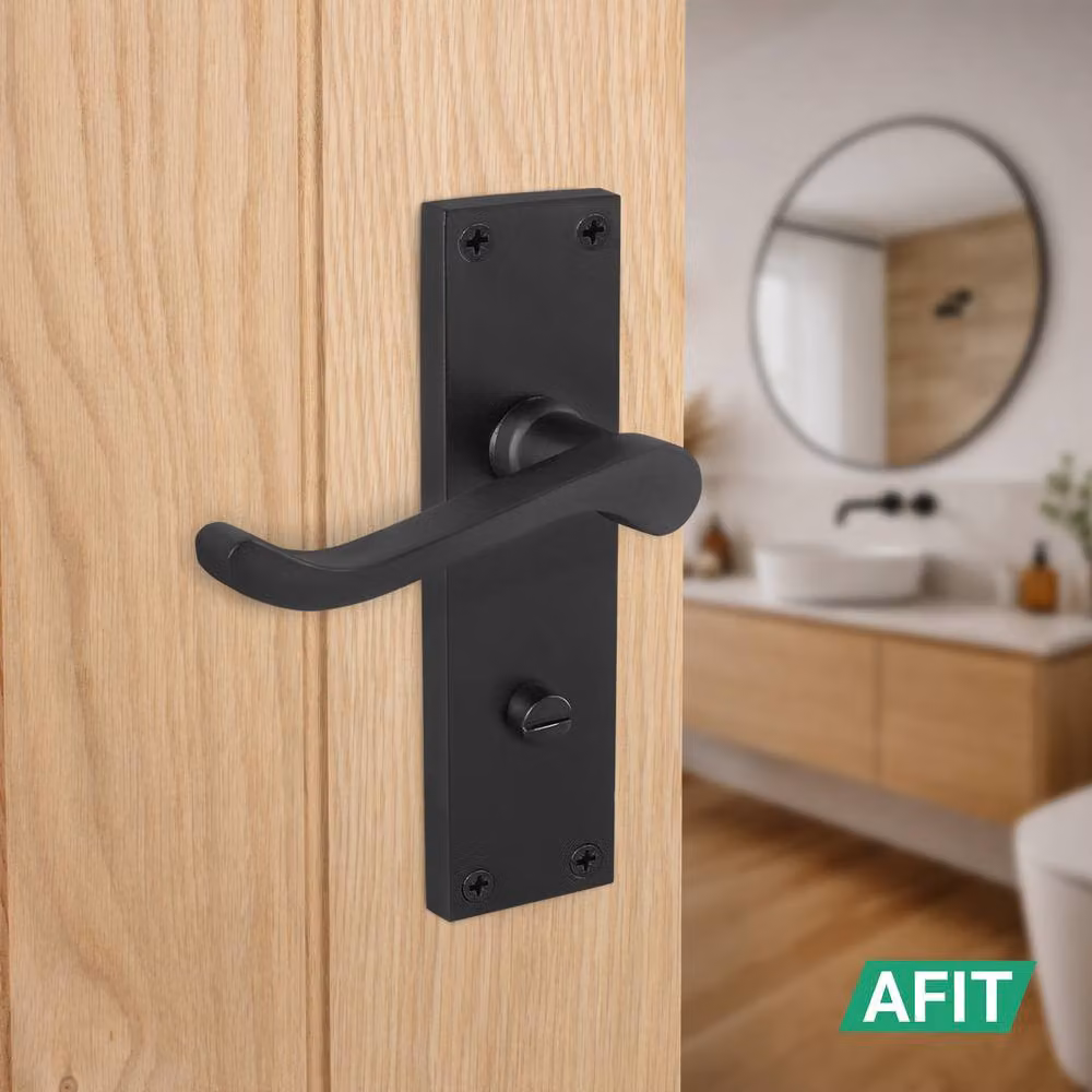 AFIT Matt Black Scroll Bathroom Privacy Door Handle, 1 Pair, W/H: 15.0 x 15.0 cm – 4