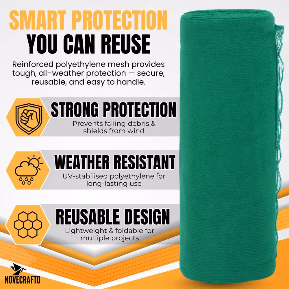 Novecrafto Green Plastic Safety Scaffold Netting, 2 m x 50 m – 4