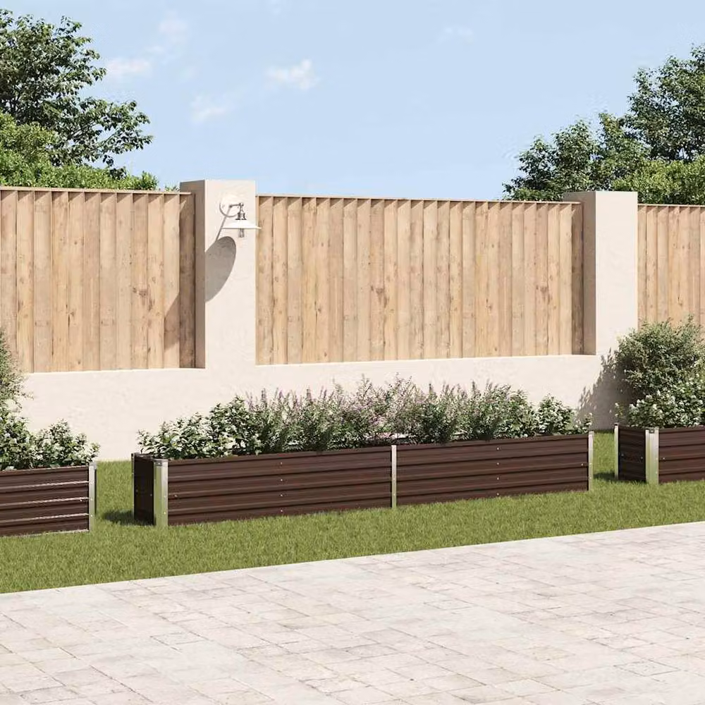 Berkfield Home Garden Galvanised Steel Raised Bed in Brown, W/D/H: 320 x 40 x 45 cm – 2