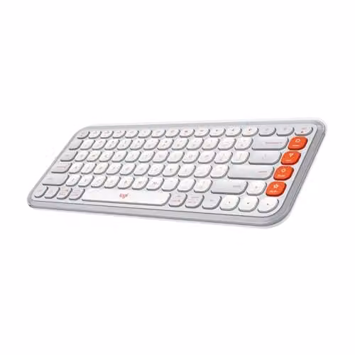 Logitech Pop Icon Keys Wireless Bluetooth Keyboard in Off White and Orange