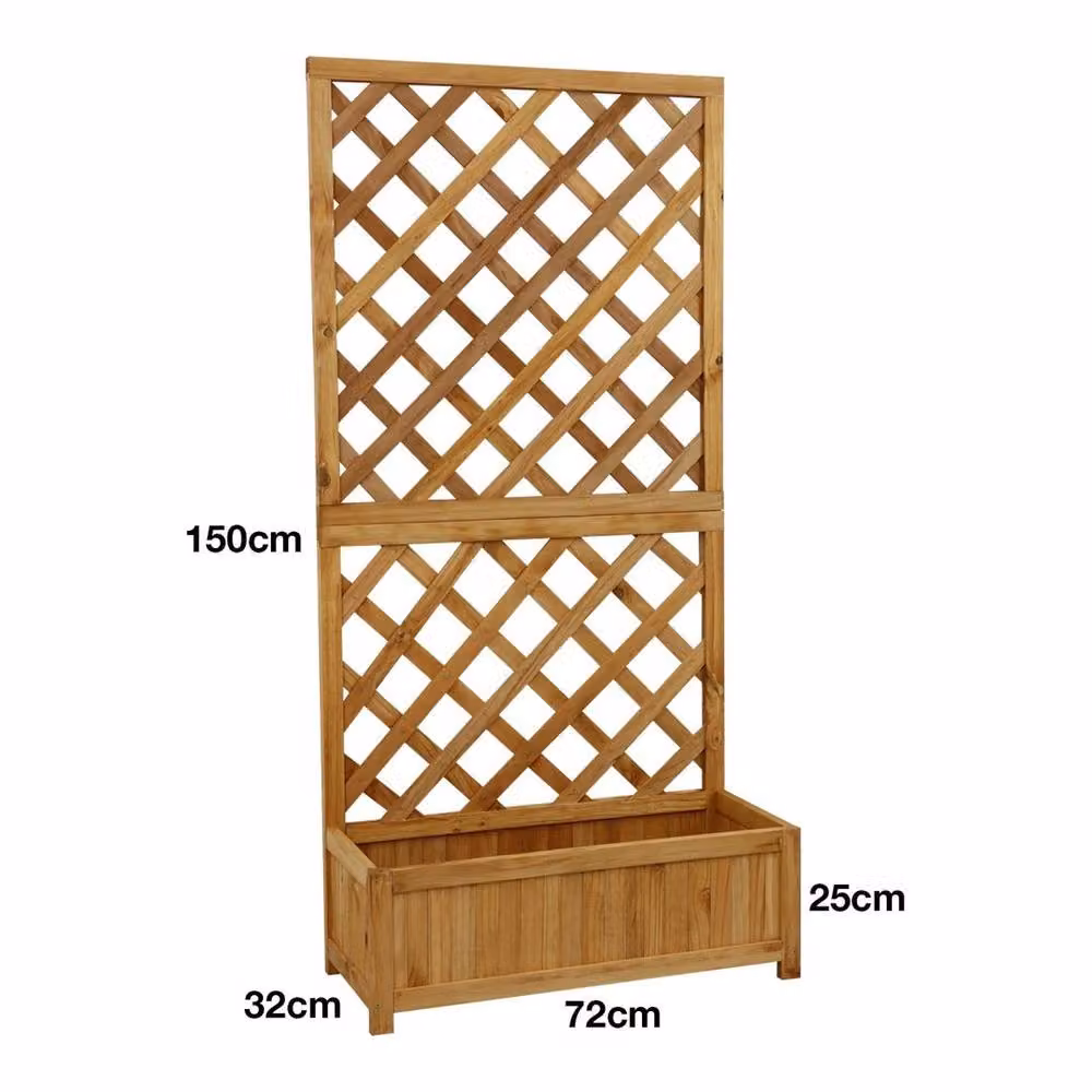 EONLION Wooden Garden Trough Planter Flower Container Box in Brown, W/D/H: 150 x 32 x 72 cm – 2
