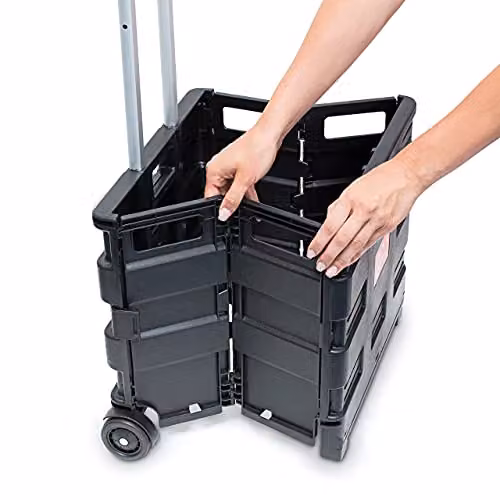 Relaxdays Heavy Duty Foldable Shopping Trolley with Wheels, Black, W/D/H: 39 x 42 x 37 cm – 7