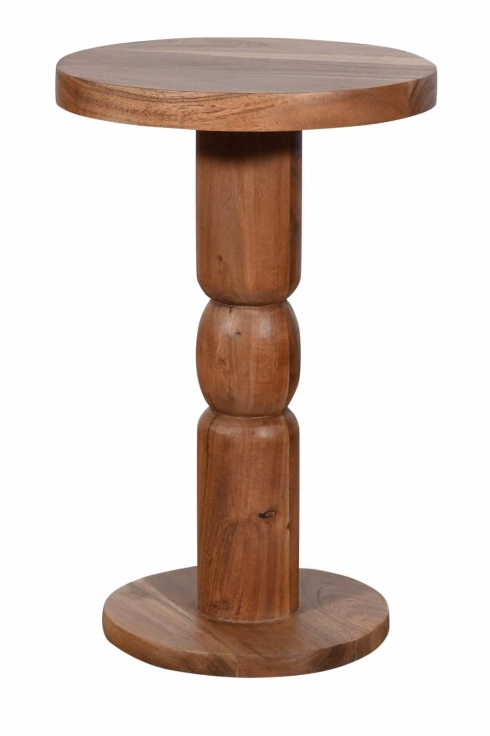 IH Design Ickworth Round Acacia Wood Side Table in Brown, W/D/H: 40 x 40 x 26 cm – 2