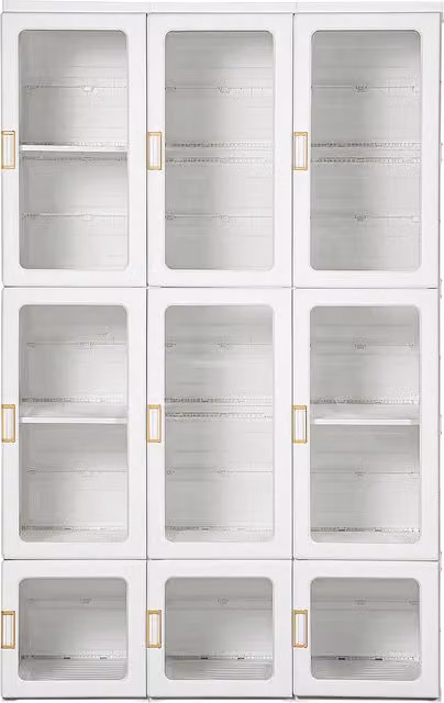 HOMCOM Modern White Wardrobe with Glass Doors and Hanging Rod, H: 170.0 cm x W: 104.0 cm x D: 21.8 cm