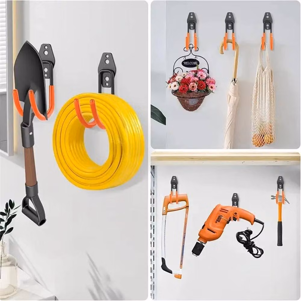 Nordara 6-Piece Heavy Duty Metal Wall Mounted Garage Storage Hooks in Orange – 4