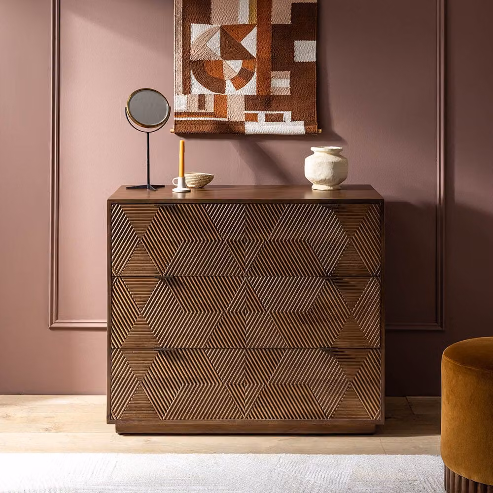 Atkin and Thyme Tessa Chest of Drawers in Brown Wood and Metal
