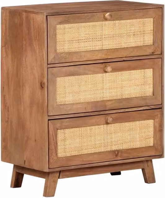 Berkfield Home Rustic Solid Mango Wood Sideboard in Brown, W/D/H: 61 x 35 x 76 cm