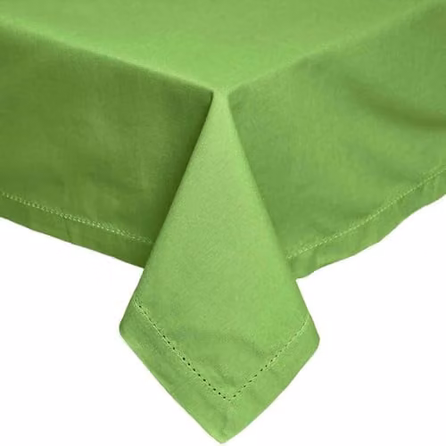 Homescapes Plain Cotton Square Tablecloth in Green, W/D/H: 137 x 137 x 137 cm