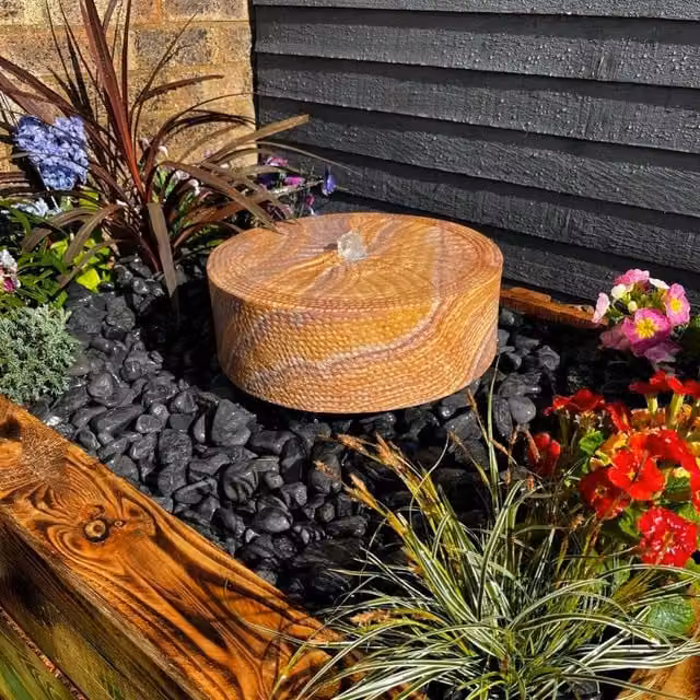 Tranquillity Water Features Sandstone Millstone Spring Stone Water Feature, Grey, Diameter: 38 cm