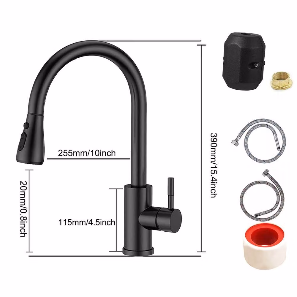 FORGEVIO Modern Single Lever Pull Out Kitchen Tap with Spray Function in Matt Black – 2