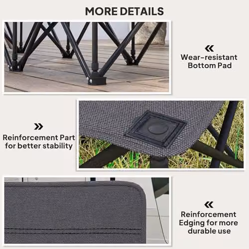 Outsunny 6 Seater Folding Bench with Cup Holders in Grey Anthracite and Metal Frame – 5