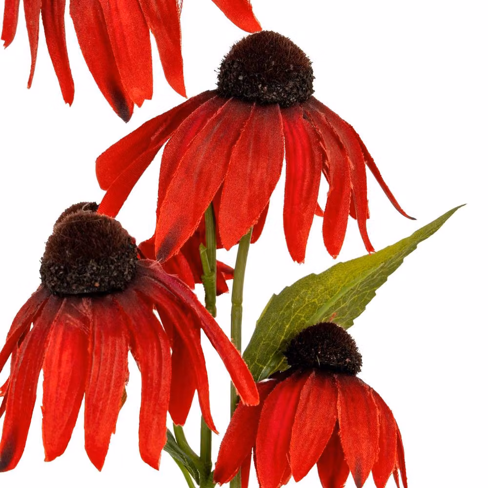 Hill Interiors Red Echinacea Artificial Flower Spray – 3