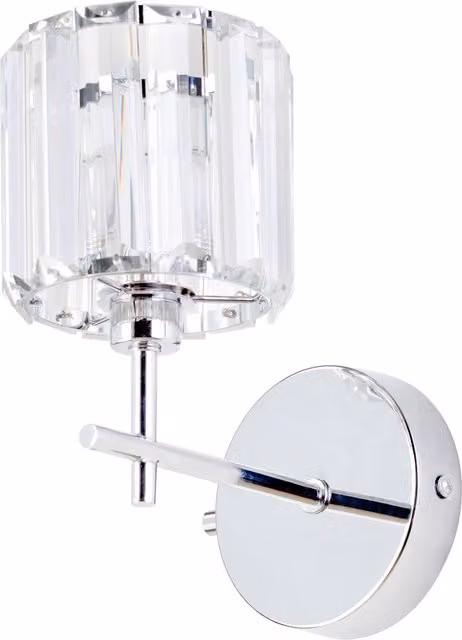 Litecraft Skydda Chrome Bathroom Wall Light with Transparent Glass Cylinder