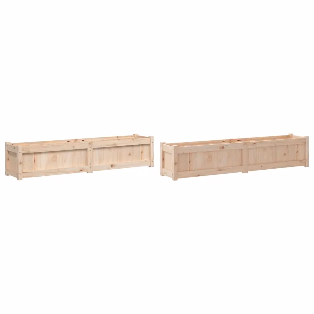 Berkfield Home Garden Solid Wood Pine Planter Tub Set, 2 Pieces, Brown – 2