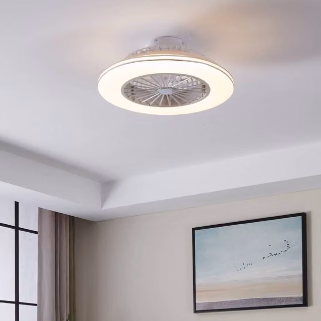 Eglo Lovisca LED Ceiling Fan Light in White and Silver with Adjustable CCT