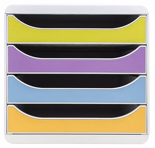 Exacompta BIG BOX Pop N'Co 4 Drawer Document Box for A4+ in Assorted Colours, W: 27.8 cm, D: 34.7 cm, H: 26.7 cm – 1
