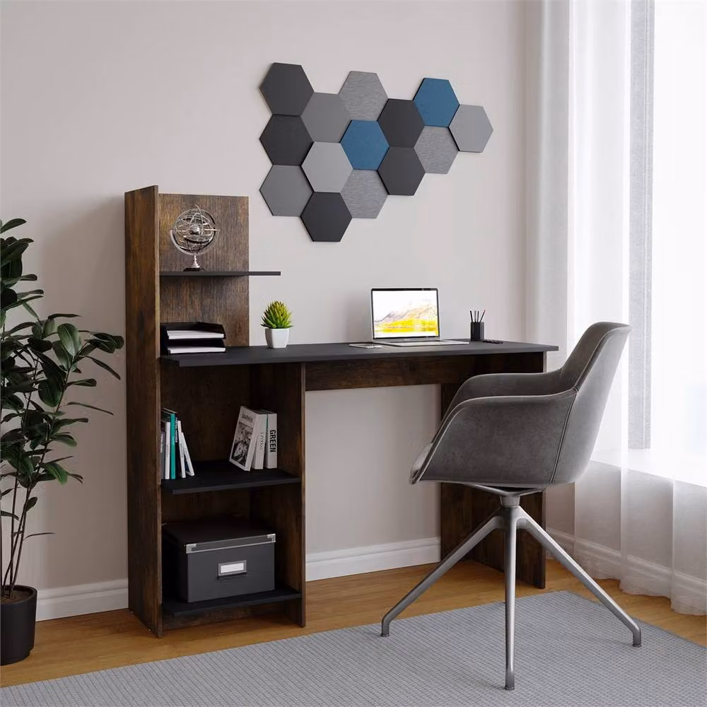 Nordara Brown-Franco 4-Tier Modern Computer Desk for Home Office Study in Brown – 4