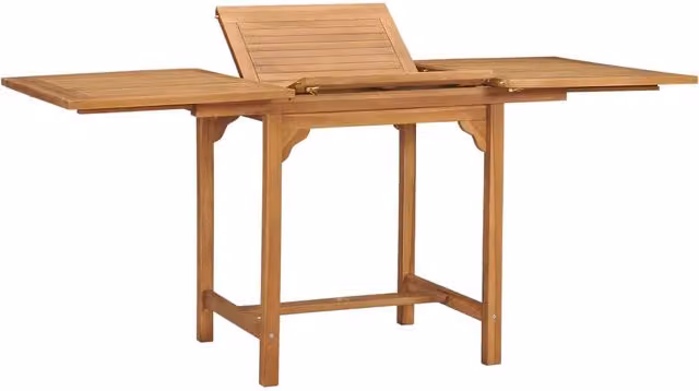 Berkfield Home Extending Garden Table in Brown Solid Teak Wood, W: 110-160 cm, D: 80 cm, H: 75 cm