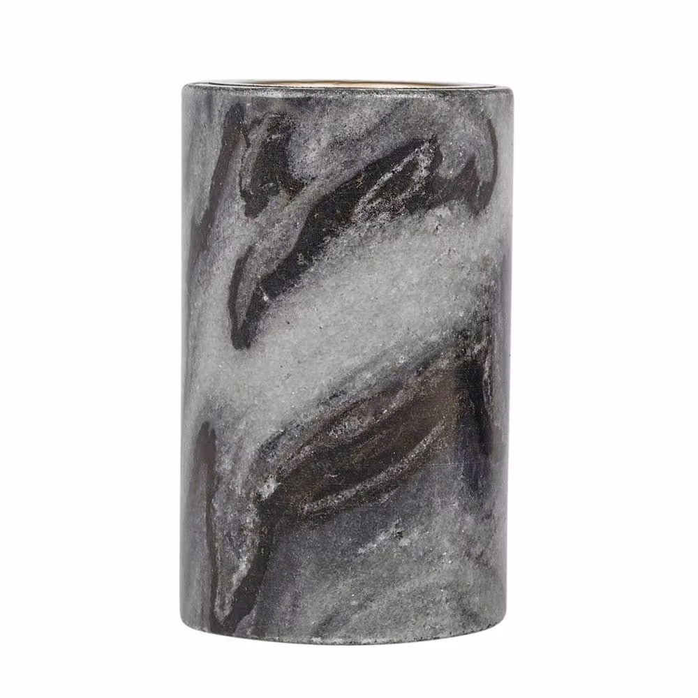 EONLION Modern Round Natural Marble and Metal Tealight Candle Holders in Grey, Black and Gold, Set of 2 – 2