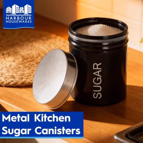 Harbour Housewares Metal Sugar Storage Canister in Grey with Airtight Lid – 2