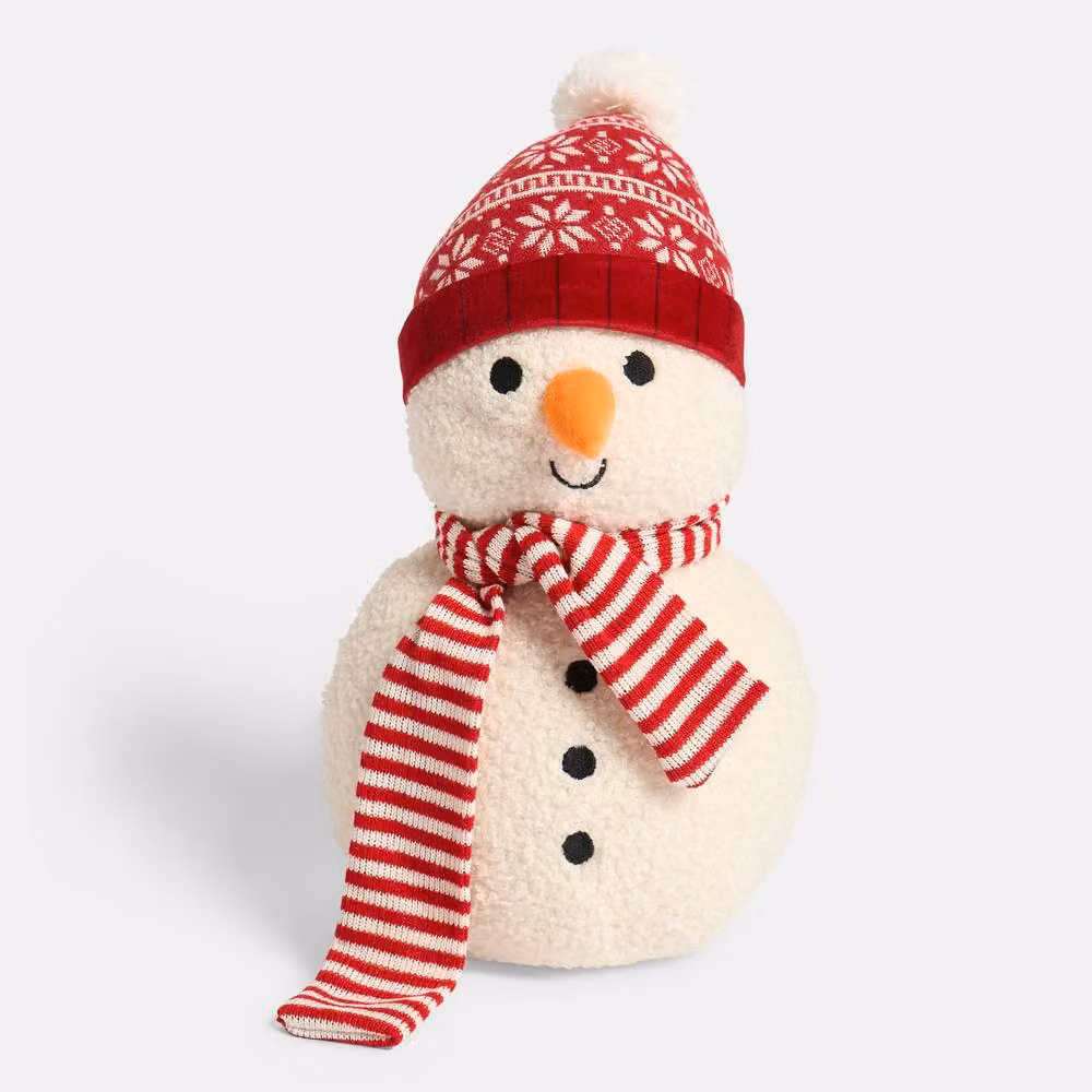 OHS White Plush Snowman Shaped Christmas Scatter Cushion – 3